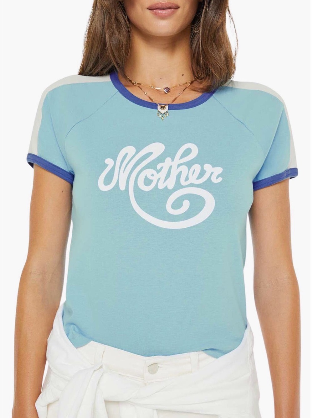 MOTHER Blue & White Raglan Graphic Tee - Picture 3 of 4